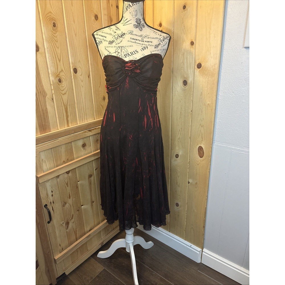 Vintage Y2K Elana Kattan Whimsigoth Strapless Gown Flamenco Large Fit Flair